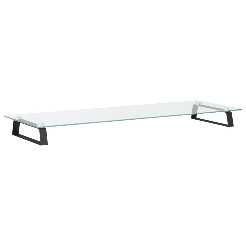 Vidaxl Podstawka Pod Monitor, Czarna, 100X35X8Cm Szkło Hartowane Metal