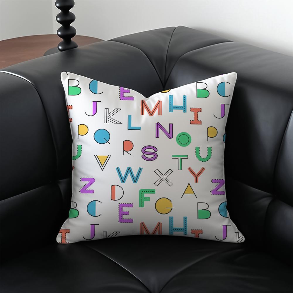 Simple English letters Cushion Cover Pillow Case Antidustmite Invisible zipper silky plush cushion