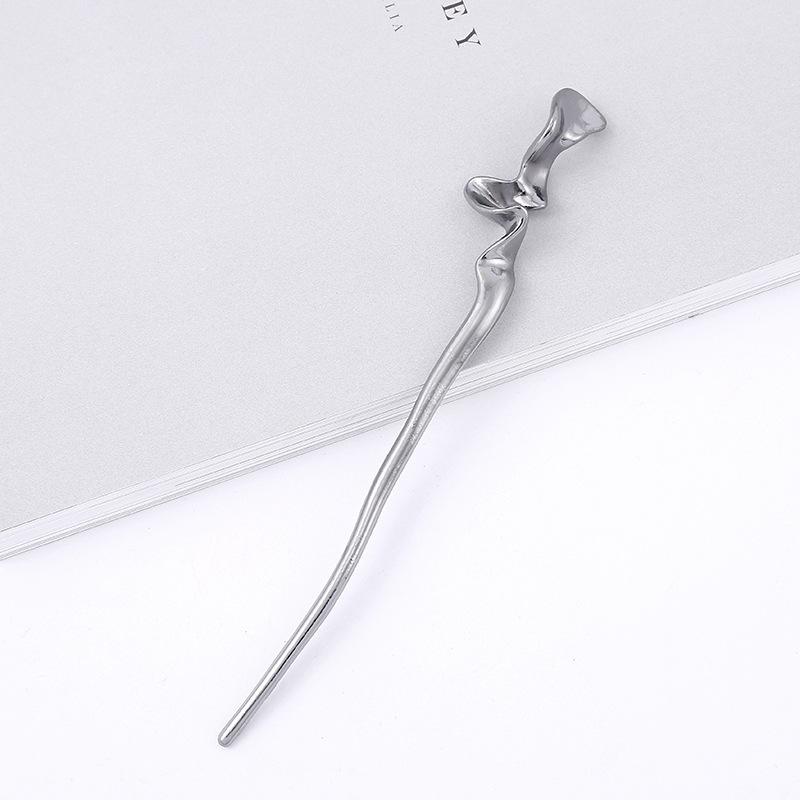 New Women Metal Hairpins Clips Simple Hair Stick Alloy Chopstick For Bun Updo Wedding Hairstyle Design Tools Hair Accessories
