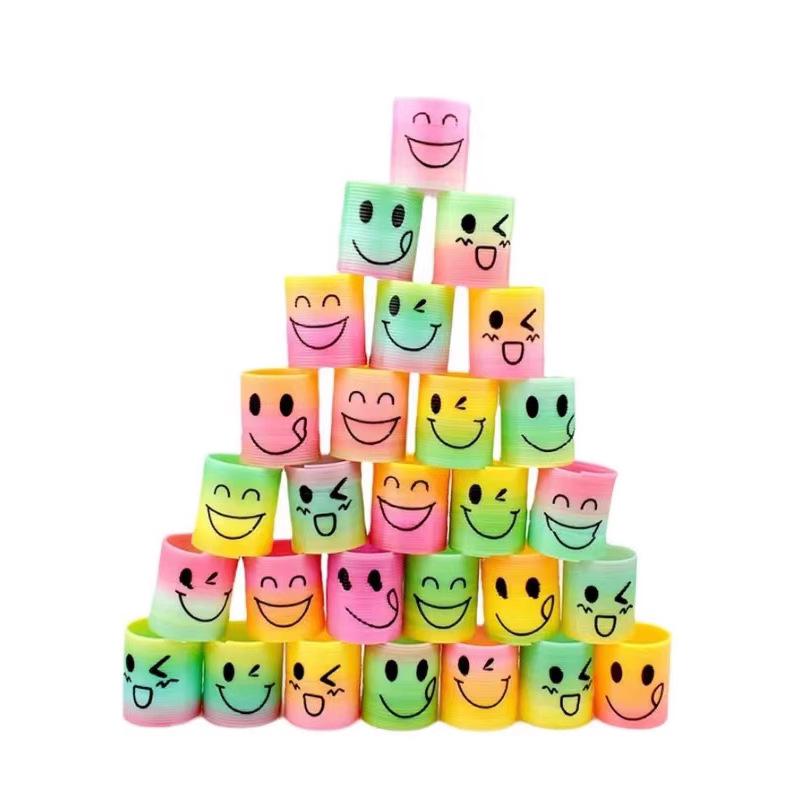 Mini Rainbow Smiley Face Elastic Ring - Nostalgic Street Toy for Kids