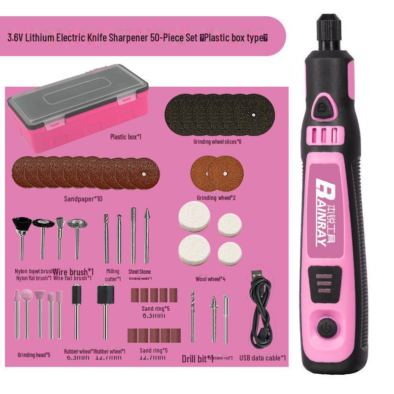 Mini stylo de gravure électrique rose rechargeable avec contrôle de vitesse et batterie au lithium pour le polissage et le meulage des ongles.