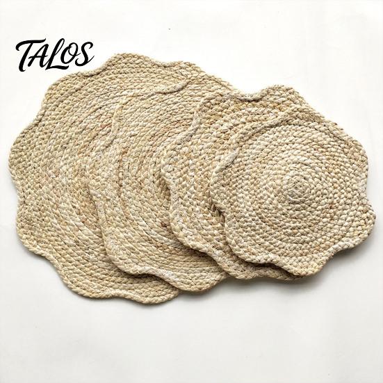 Placemat for Soup Pots Natural Corn Husk Placemat, Heat Resistant Non Slip Temperature Insulating Table Mat, Floral Design, Durable Grass Weaving