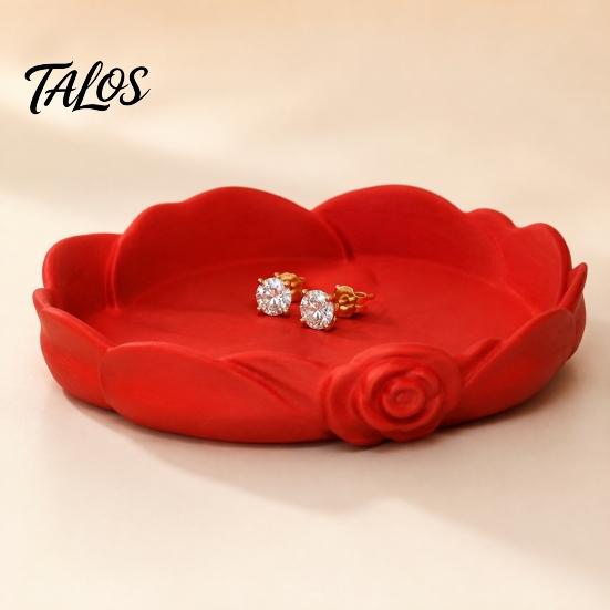 Delicate Rose Shaped Dish Jewelry Storage Tray, Decorative Plastic Trinket Dish, 3D Small Item Container Printed Desktop Organizer for Earrings