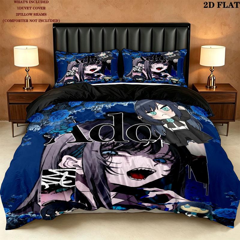 Ado Pattern Bedding uilt Set uilt Cover Pillowcase Home Decoration Birthday Gift (1 * duvet cover + 2 * pillowcase without core)