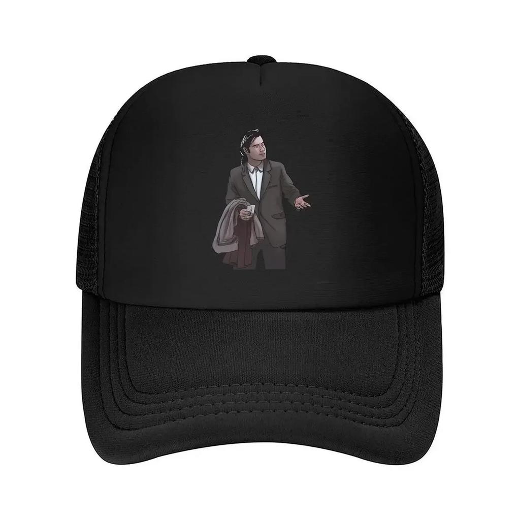 Business Attire Illustrated Character Artwork Mesh Baseball Cap