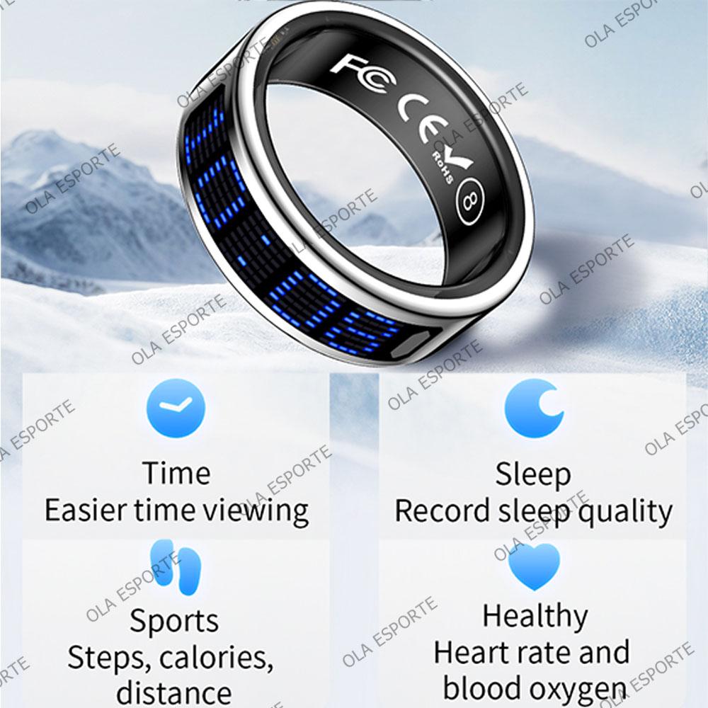 New Ultra-thin Lightweight Smart Ring Multi-functional Display Heart Rate Health Caller ID Reminder Motion Detection Waterproof