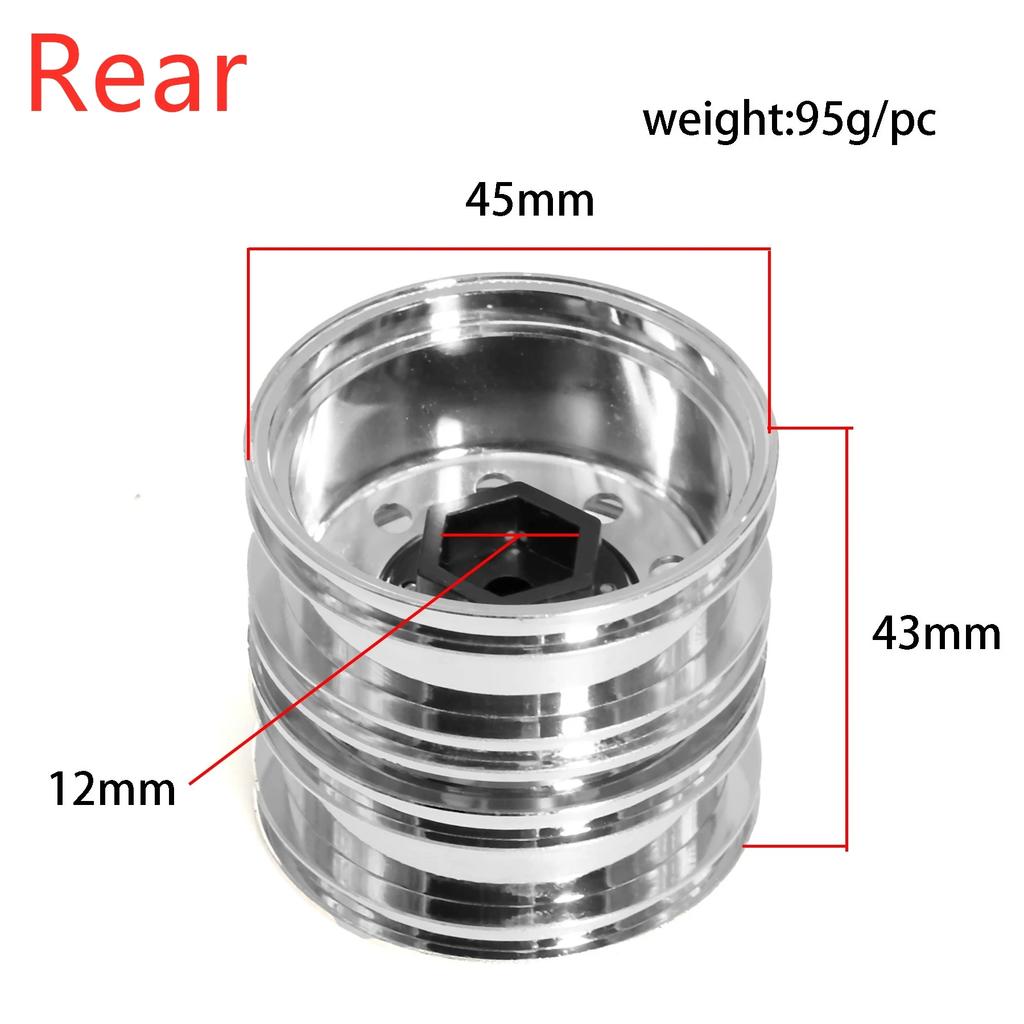 2Pcs Alloy Double Wheels Hub for Tamiya 1/14 RC Truck, Compatible with SCANIA VOLVO MAN Models, Heavy Duty Upgrade Parts