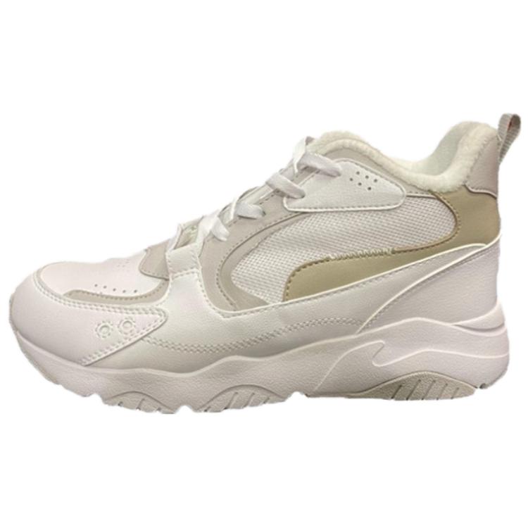 

Li Ning Synthetic Leather Fleece Casual Versatile Non-Slip Waterproof Warm High-Top Lifestyle Shoes Women Sneakers Standard-White Coin-Gray AGCS394-2 37
