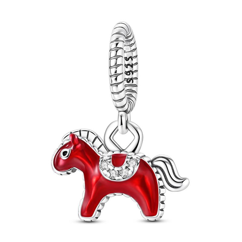 Chinese New Year Copper Dragon Horse Lion Dance God Of Wealth Koi Fish Charms Beads Fit Diy Bracelets Women Jewelry