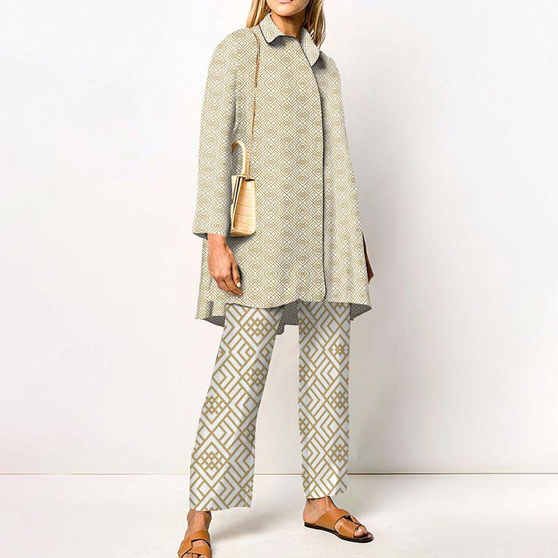 Autumn Creative Print Two-Piece Set Fall Fashion Print Casual Long-Sleeve Suit