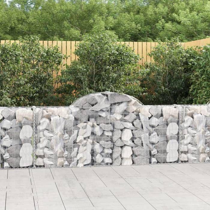 VidaXL Curved Gabion Baskets 7 Pcs 200x30x80/100 Cm Galvanized Iron, Gabion, Gabion Cage, Gabion Wall Basket, Wall 3146094