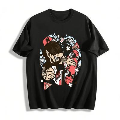 Cool Werewolf Skateboard Graphic Tee Street Style Casual Crewneck Top Pure Cotton T-shirt