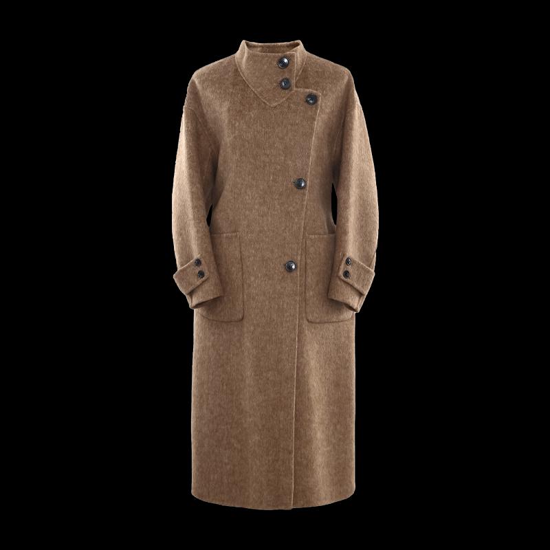 Shetu Women's Winter Mid-Length Double-Faced Wool Coat