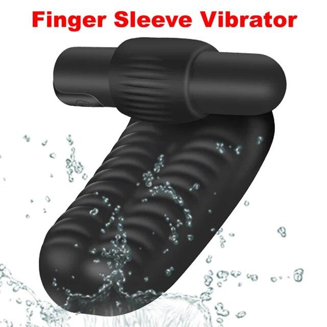 Finger Sleeve Vibrator G Spot Orgasm Massage Clit Stimulate Female Masturbator Vibrator Lesbian Sex Toys Finger Sleeve Condoms