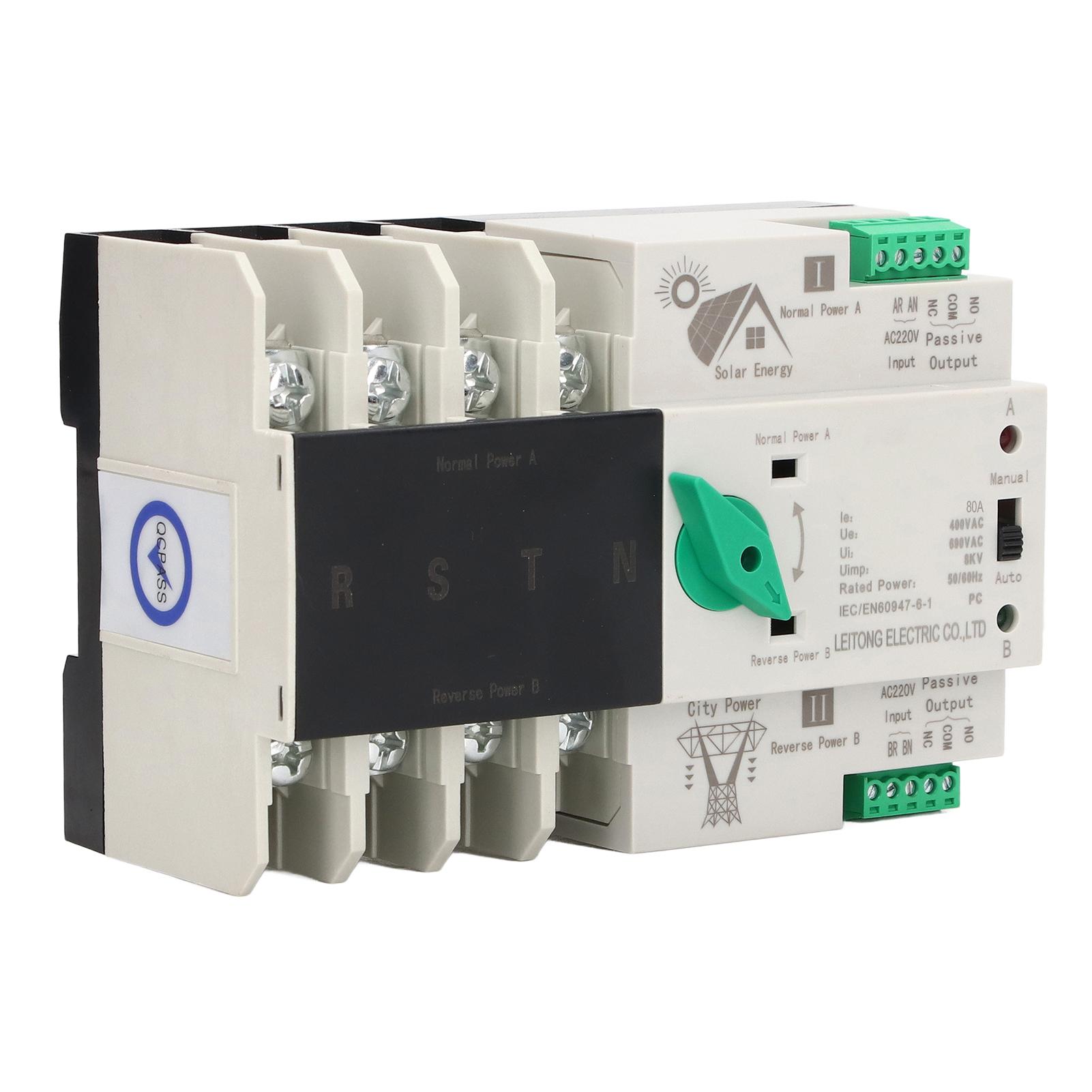 

Подвійний автоматичний перемикач живлення 4P мілісекундний контур Швидкий контролер PV до мережі змінного струму 220 В 80 A