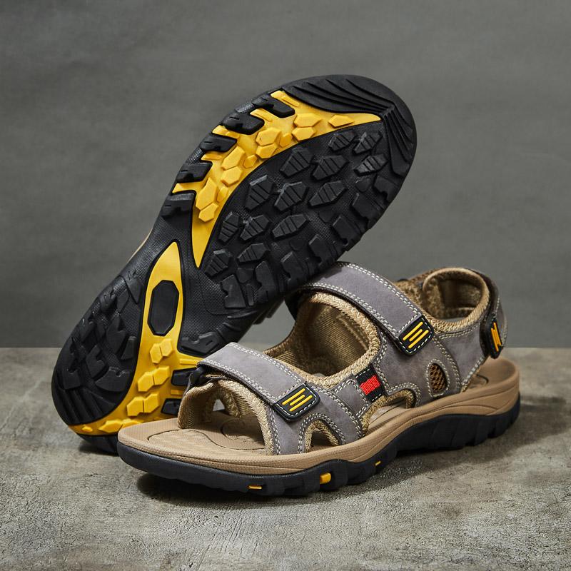 Sandálias de couro de praia de casal de alta qualidade sapatos casuais de verão masculinos confortáveis ​​sandálias à prova d'água para mulheres sapatos ao ar livre