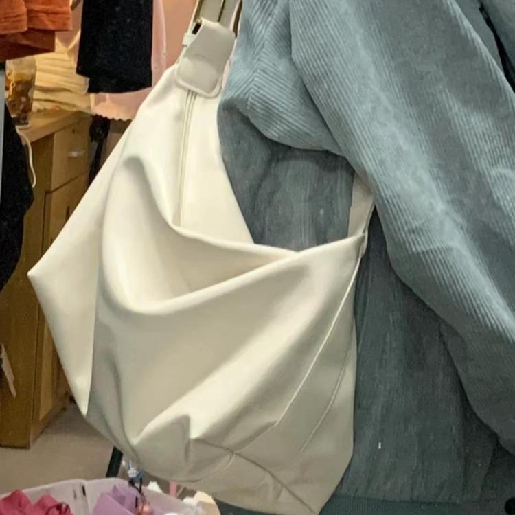 Lazy Style New Large Capacity Shoulder Bag for Women's College Style Simple Solid Color Pu Tote Bag Commuting Versatile Crossbody Bag