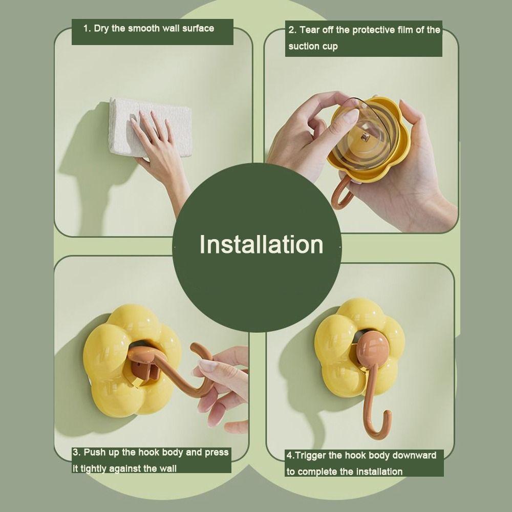 Flower Shape Suction Cup Hook No Punching Towel Hook Creative Vacuum Hangers  Bathroom