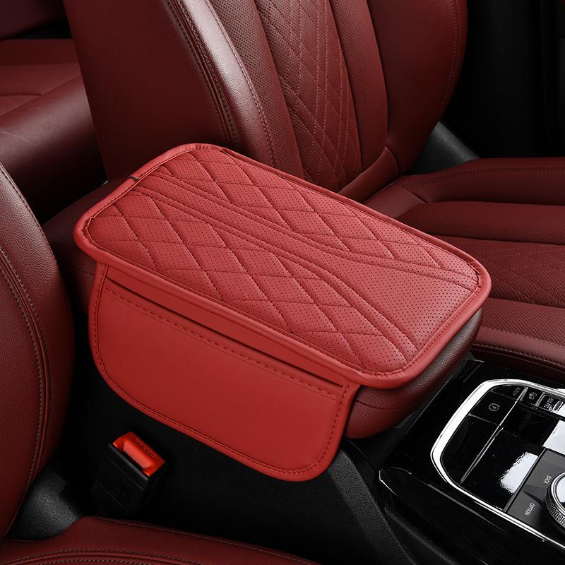 Multi-Functional Leather Car Armrest Storage Bag Auto Center Console Riser Protective Pad Car Organizer Accessory