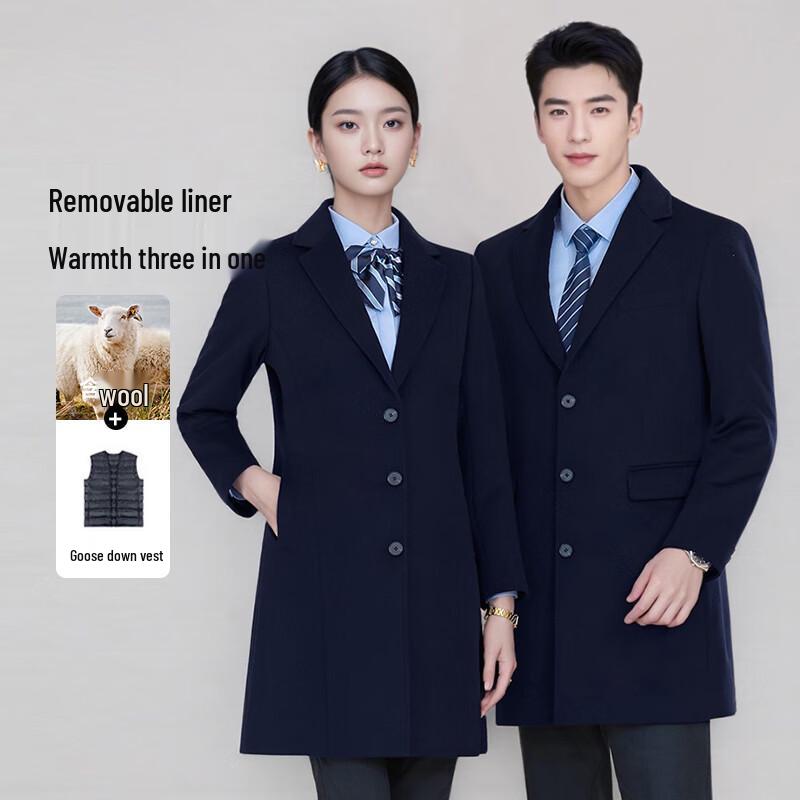

Treloman Unisex Wool Cashmere Overcoat with Detachable Goose Down Liner M