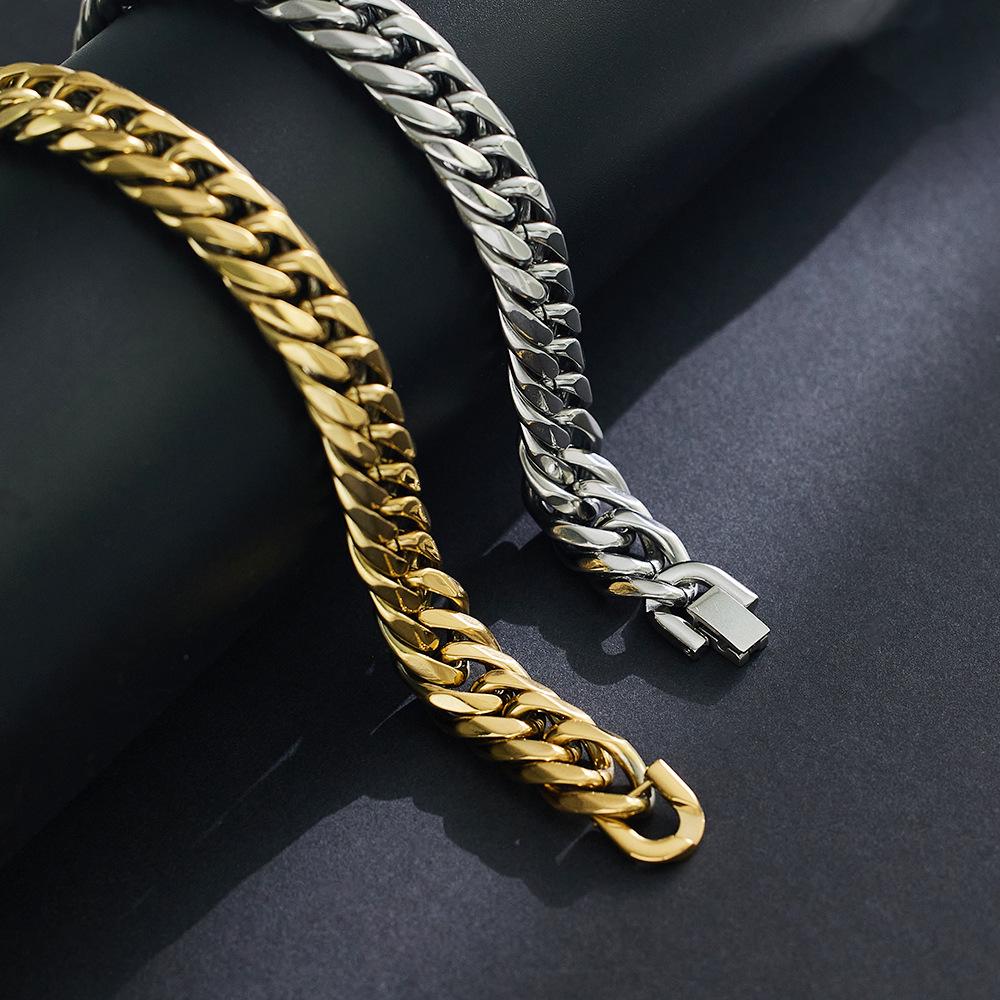 Stainless Steel Men's Trendy Cuban Hip Hop Titanium Bracelet