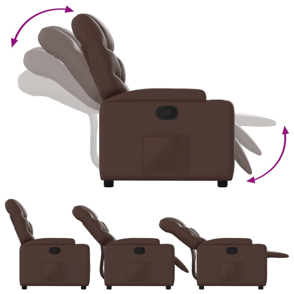 Relaxation Armchair In Brown Synthetic Leather