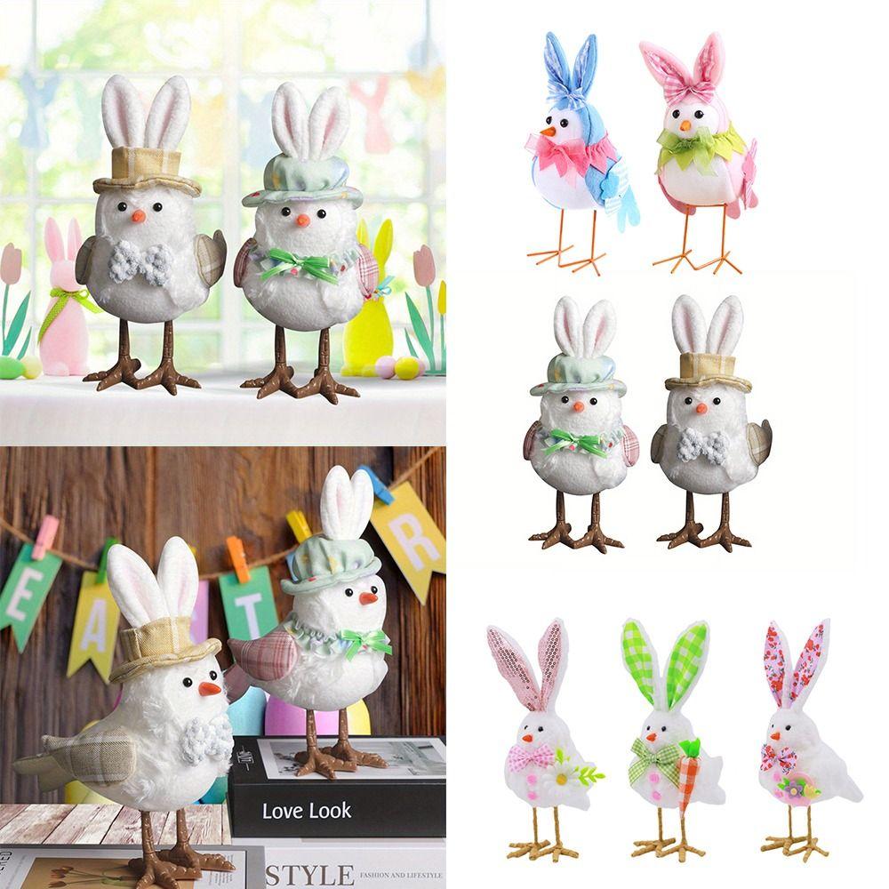 Multicolor Easter Bird Doll Flower Fairy Elf Plush Bunny Ear Bird Doll Spring Festival Supplies Cartoon Bird Doll Easter Party