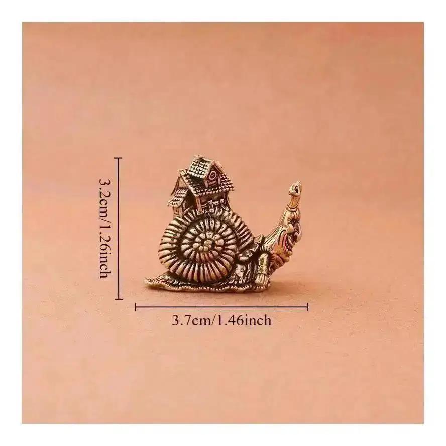 Simulation Animal Figurines Miniatures Toys Hip Hop Exaggerate Solid Brass Snail House Small Ornaments Tea Pet Ceremony Copper