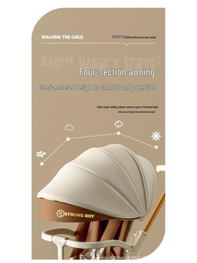 Zhuangzai Wysoki Stelaż Lekki Dwukierunkowy Wózek Dziecięcy dla Niemowląt i Małych Dzieci