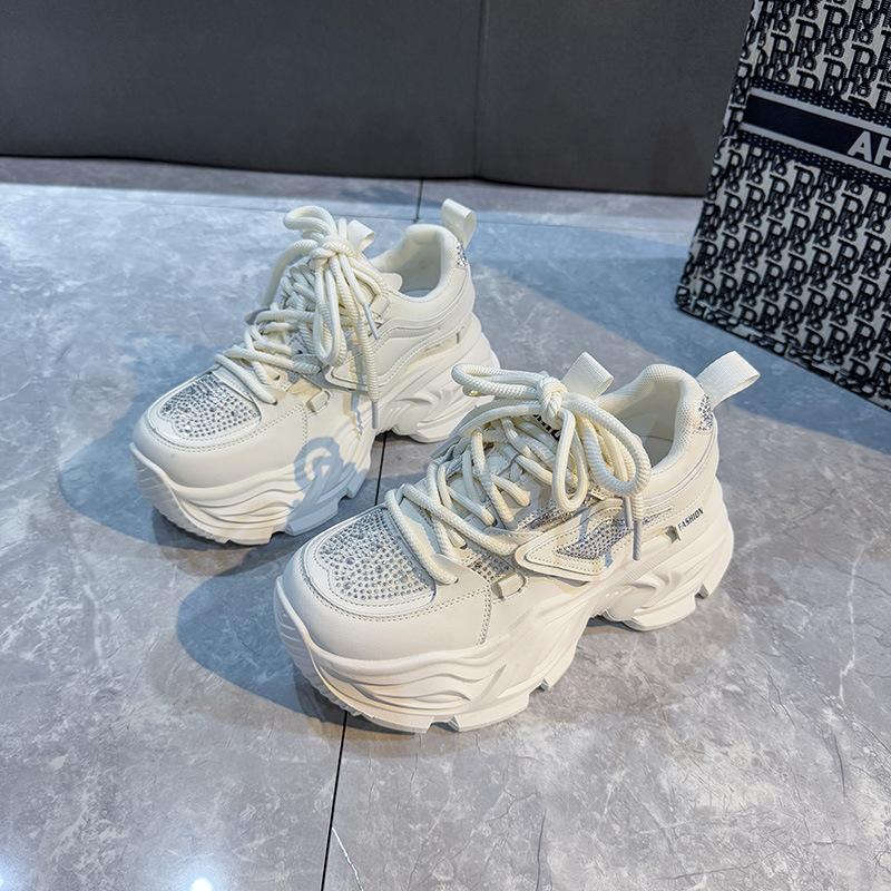 Thick-soled high-heeled dad shoes women's 2025 new autumn height increase of 8m versatile trend small casual shoes