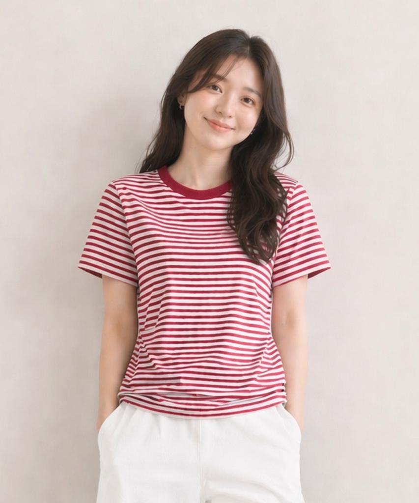 ADERNM Slub Stripe Crop T Red