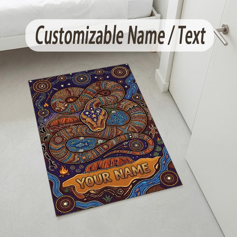 Native Art Theme Soft Crystal Velvet Rug Custom Name & Text Print Non Slip Floor Rug for Bedroom Living Room