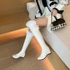 New Winter Snow Boots Women Warm Fur Long Boots Casual Wedge Heels Over The Knee Boots Female Black White Shoes