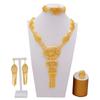 Set de bijuterii de culoare aurie din Dubai indian pentru femei Set de colier lung de mireasă, colier nigerian, bratara, cercei, seturi de inele