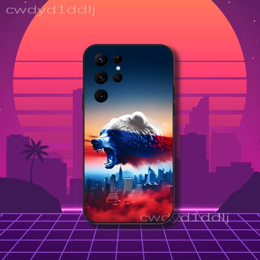 Russia Russian Flag Phone Case For Samsung S10,S21,FE,S21 ,S26,S25,S24,S23,Ultra,S9,S22,Plus Black Shockproof Silicone Sof