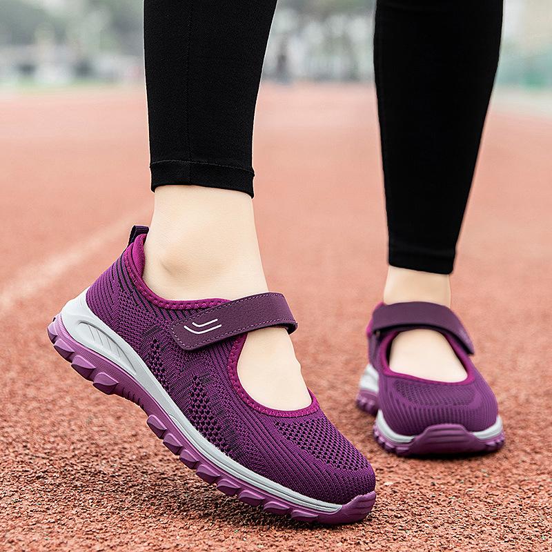 Spring and Summer New Elderly Shoes Genuine Female Mother Shoes Sports Dance Breathable Lightweight Middle-aged and Elderly Walking Shoes Sports