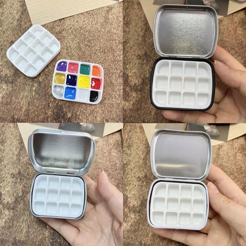 Watercolor Paint Palette Box 12 Well Travel Paint Case Paint Metal Paint Storage Box Leakproof Lid for Artist Student