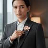 Handmade Peony Flower Brooches Colorful Chinese Style Corsage Fashion Lapel Pin  for Women