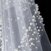 Vintage Long Wedding Veil 130cm Wedding veil Elegant Pearls Tulle Bridal Veil  French Headdress