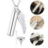 Pendant Necklace Swing-Open Stainless Design Pendant Necklace Steel Angel Wings Pet Hair Keepsakes