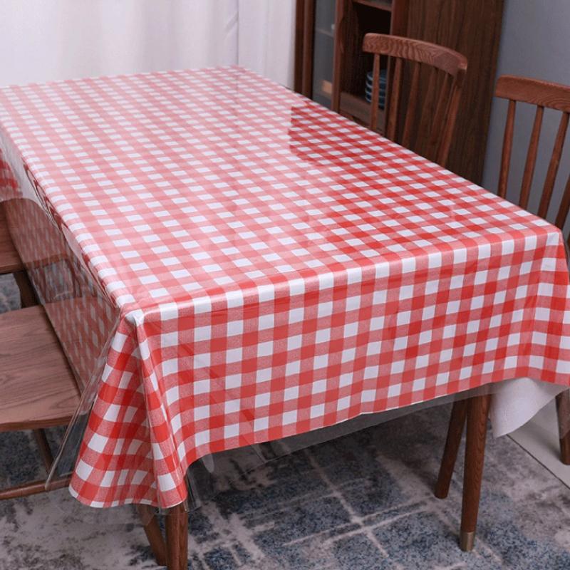 Table Mat Rectangular PVC Tablecloth Carpet Silicone Soft Glass Rug Waterproof Transparent Table Cover for Home Kitchen Dining Room