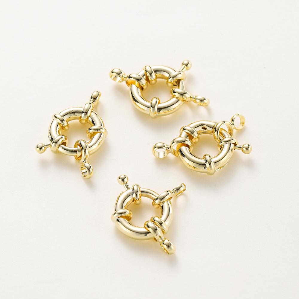 1-4 Stuks 14K 18K Echt Verguld Zeemans Sluitingen Armband Bedel Eind Connector Veersluiting Voor Diy Sieraden Maken Ketting Onderdelen 11mm x 1pcs