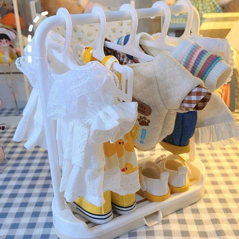 10 Stück/Set Mini Clothesse Kleiderbügel für Labubu und andere 17 cm Puppen Labubu Schuhregal Puppenzubehör Kinderspielzeug