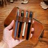 Top Layer Genuine Leather Pen Case Cute Creative Apple Pencil Holder Bag with Stand  Pencil Pouch Free Sample Included