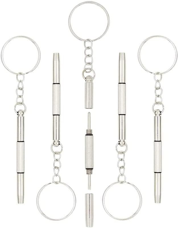 ( Stück à 5 ) Kompaktes Taschen-Mini-DIY-Schraubendreher-Set mit Schlüsselanhänger für Brillen, Sonnenbrillen, Uhren, Schmuck, Elektronik, Spielzeug-Reparaturset Kinder/Erwachsene