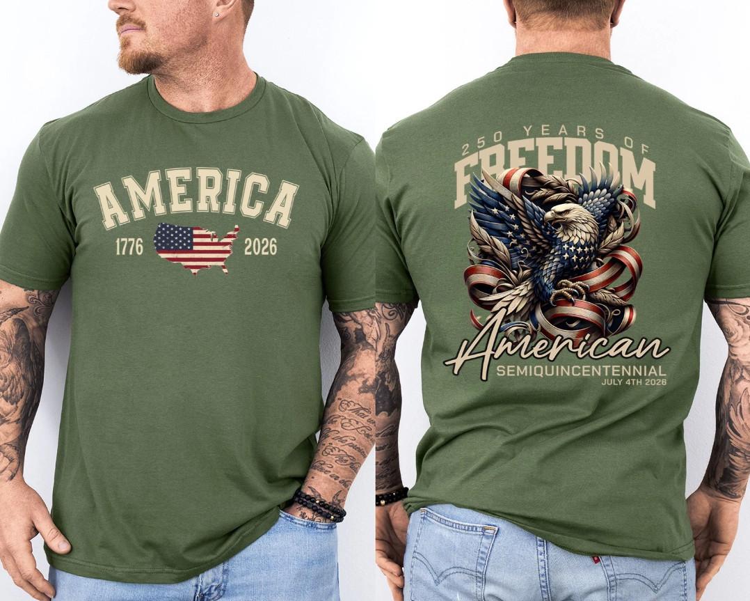 250 Years America Anniversary Eagle 250th Birthday Patriotic 1776-2026 2 Sided S