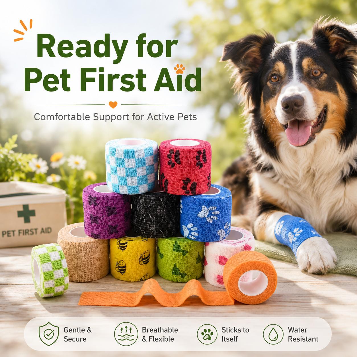 Factory Supply Pet First Aid Bandage Soft Breathable Self Adhesive for Dog Cat Rubber