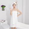 Women's Quick-Dry Coral Fleece Bath Wrap with Buckle, Hair Cap, and Cute Makeup Headband