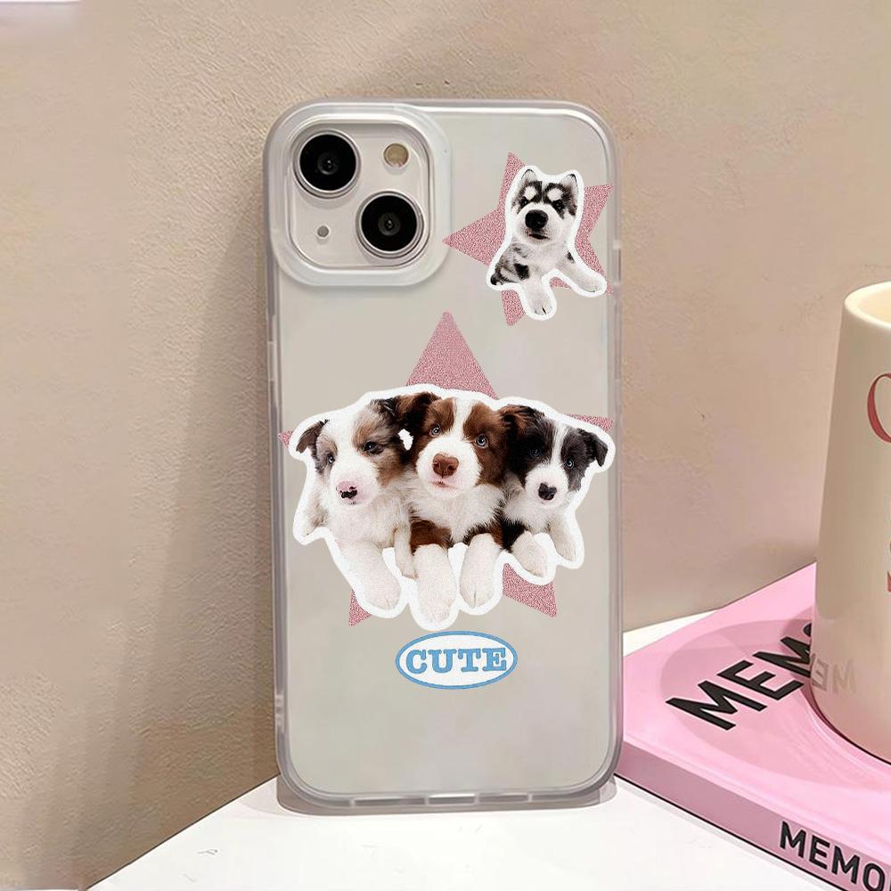 Uroczy Pies Kreskówkowy Szczeniak Etui na Telefon Dla iPhone 13 Etui iPhone 11 12 14 15 Pro Max 13 12 Mini 15 Plus Przezroczysta Pokrowiec Miękka Funda