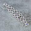 Bracelet en Pierre Gemme Calcédoine Rose Fait Main en Argent Sterling 925 7-8" M-307